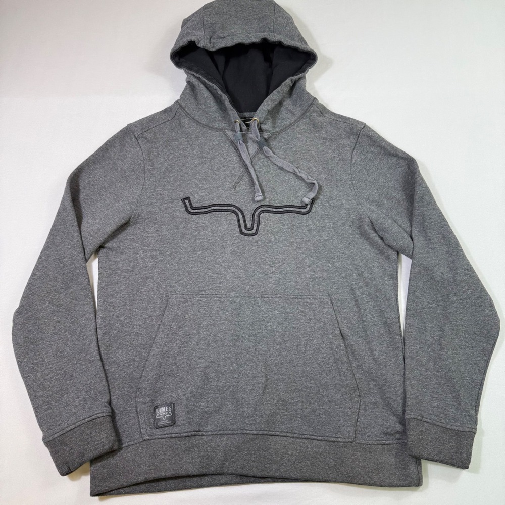Kimes Ranch Fast Talker Hoodie Mens Small Grey Western Embroidered Logo Pullover